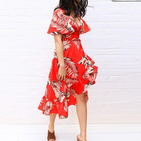 Floral Print Bohemian Beach Dress